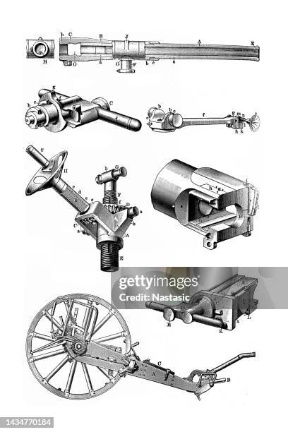 stockillustraties, clipart, cartoons en iconen met artillery german field gun c/96 - battlefield