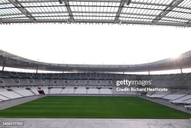 View inside the Stade de France stadium which will host the Athletics and Rugby 7's ahead of the Paris 2024 Olympics World Press Briefing on October...