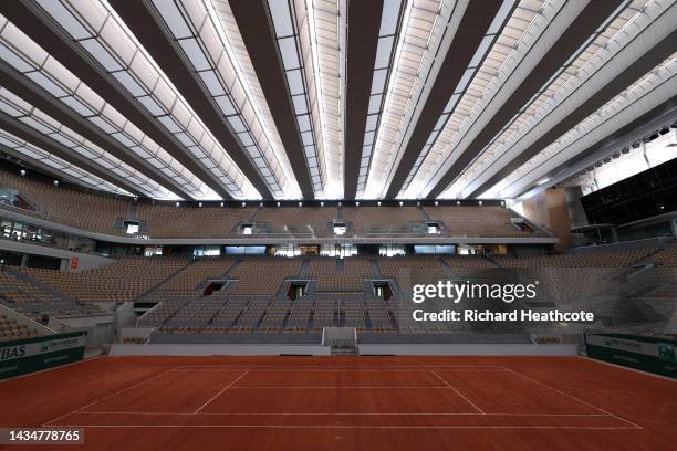 View of Roland Garros, home of the French Open tennis which will host the Tennis and the Boxing finals on it's centre court ahead of the Paris 2024...