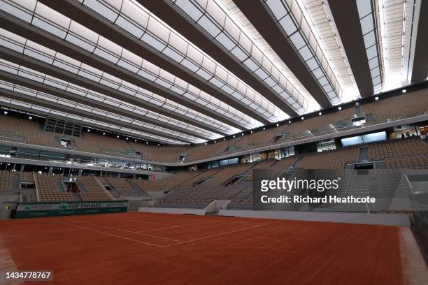 View of Roland Garros, home of the French Open tennis which will host the Tennis and the Boxing finals on it's centre court ahead of the Paris 2024...
