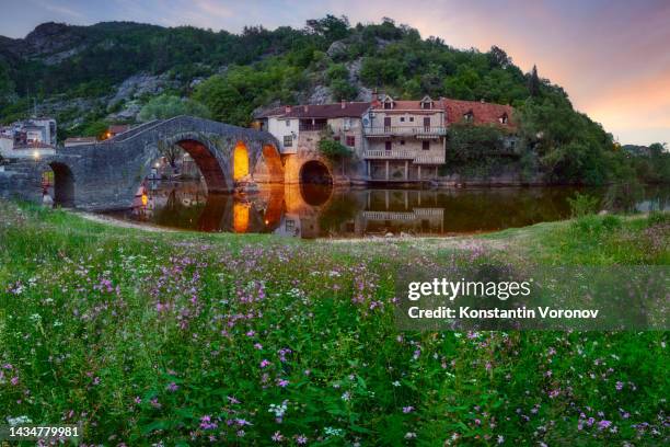 rijeka crnojevića  in the evening, crna gora - cetinje stock pictures, royalty-free photos & images