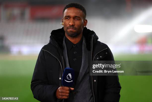 Jermain Defoe, former footballer, presents on Amazon Prime prior to kick off of the Premier League match between AFC Bournemouth and Southampton FC...