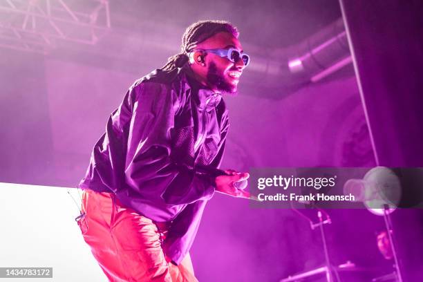 American rapper Adam Amine Daniel aka Amine performs live on stage during a concert at the Huxleys on September 28, 2022 in Berlin, Germany.