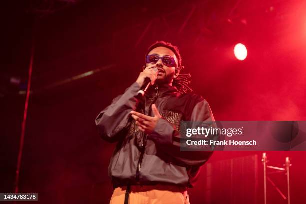 American rapper Adam Amine Daniel aka Amine performs live on stage during a concert at the Huxleys on September 28, 2022 in Berlin, Germany.