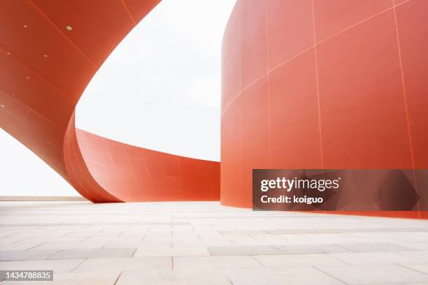red wall and tile floor rendering - red granite stock pictures, royalty-free photos & images
