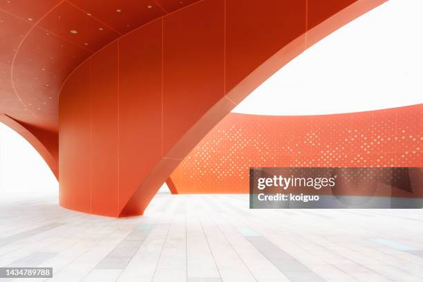 red wall and tile floor rendering - red granite stock pictures, royalty-free photos & images