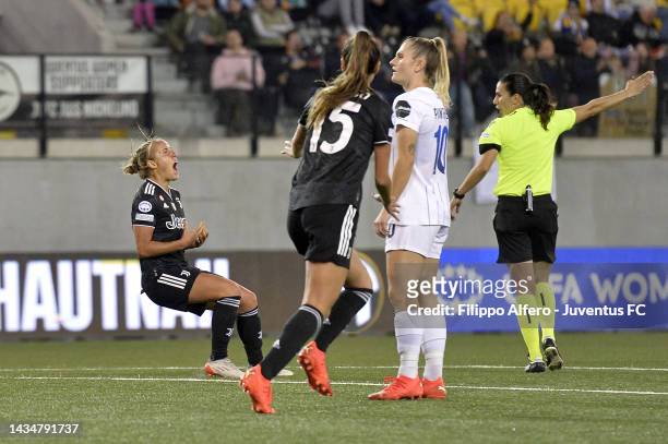 Valentina Cernoia of Juventus Women celebrates after scoring her team's first goal during the UEFA Women's Champions League group C match between FC...