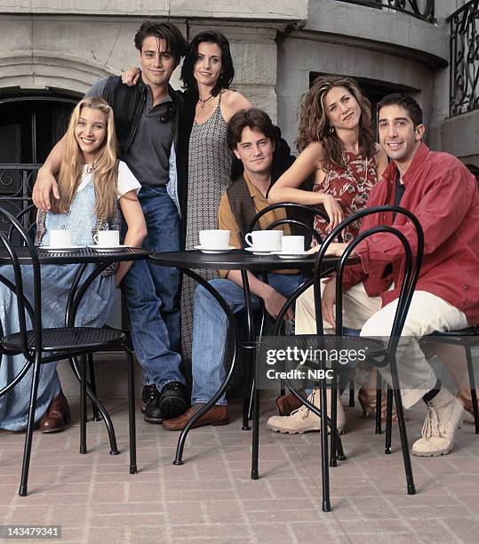 Lisa Kudrow as Phoebe Buffay, Matt LeBlanc as Joey Tribbiani, Courteney Cox Arquette as Monica Geller, Matthew Perry as Chandler Bing, Jennifer...