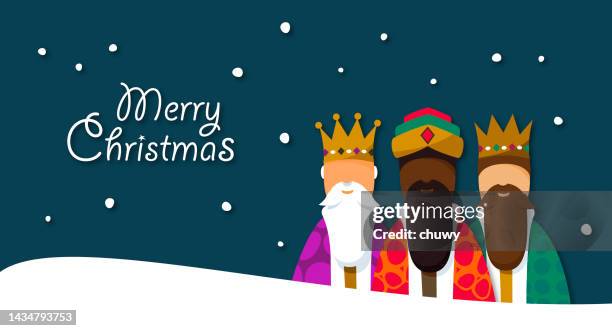 illustrazioni stock, clip art, cartoni animati e icone di tendenza di modello per sito web per biglietto di auguri dei tre saggi di natale - epifania