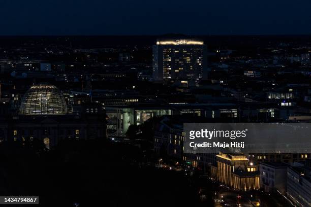 General view of Charite, Germany's biggest hospital, at twilight on October 19, 2022 in Berlin, Germany. German Health Minister Karl Lauterbach...