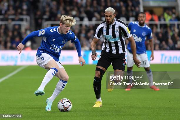 Anthony Gordon of Everton during the Premier League match between Newcastle United and Everton FC at St. James Park on October 19, 2022 in Newcastle...
