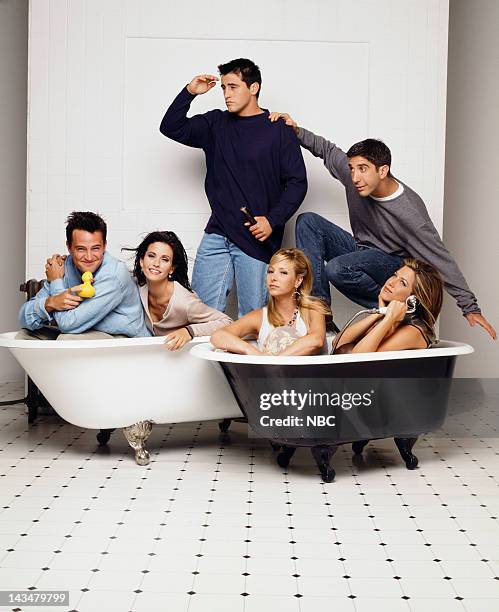 Matthew Perry as Chandler Bing, Courteney Cox as Monica Geller, Matt LeBlanc as Joey Tribbiani, Lisa Kudrow as Phoebe Buffay, David Schwimmer as Ross...