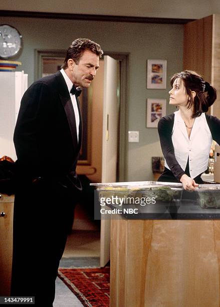 The One Where Ross and Rachel...You Know" Episode 15 -- Pictured: Tom Selleck as Dr. Richard Burke, Courteney Cox as Monica Geller