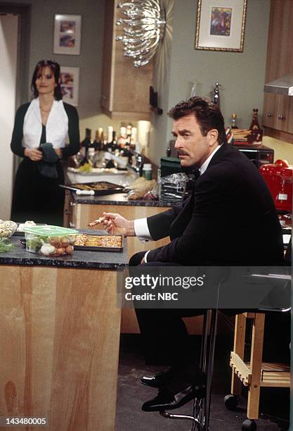 The One Where Ross and Rachel...You Know" Episode 15 -- Pictured: Courteney Cox Arquette as Monica Geller, Tom Selleck as Dr. Richard Burke