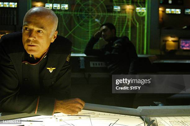 Channel -- "Kobol's Last Gleaming: Part 1 & 2" Episode 12 & 13 -- Aired 1/17/05 & 01/24/05 -- Pictured: Michael Hogan as Colonel Saul Tigh,...