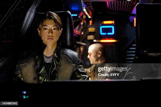 Channel -- "Kobol's Last Gleaming: Part 1 & 2" Episode 12 & 13 -- Aired 1/17/05 & 01/24/05 -- Pictured: Grace Park as Lt. Sharon 'Boomer' Valerii,...