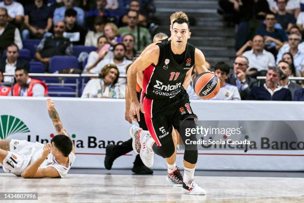 Kostas Sloukas of Olympiacos Piraeus in action during the 2022/2023 Turkish Airlines EuroLeague Regular Season Round 3 match between Real Madrid and...