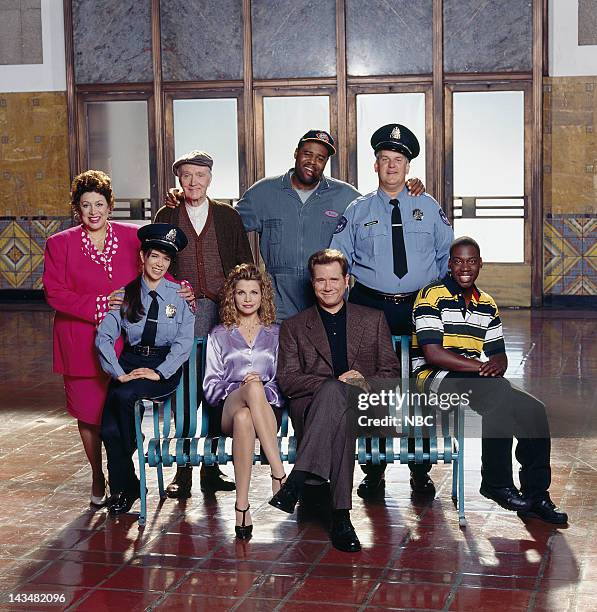 Pictured: Elizabeth Berridge as Officer Eve Eggers, Gigi Rice as Carly Watkins, John Larroquette as John Hemingway, Daryl Mitchell as Dexter Walker...