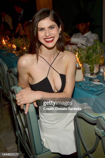 Alexandra Daddario attends Giambattista Valli Dinner at Caviar Kaspia Los Angeles on October 18, 2022 in Los Angeles, California.