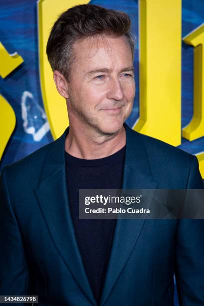 Actor Edward Norton attends the "Puñales Por La Espalda: El Misterio De Glass Onion" premiere at Callao cinemas on October 19, 2022 in Madrid, Spain.