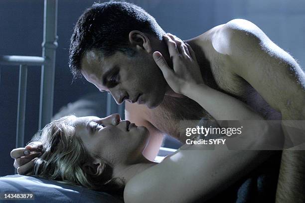 Channel -- "Act of Contrition" Episode 4 -- Aired 11/8/04 -- Pictured: Katee Sackhoff as Lt. Kara "Starbuck" Thrace, Tobias Mehler as Zak Adama