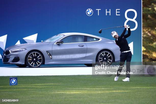 Na Yeon Choi of South Korea plays her shot from the first tee during the first round of the BMW Ladies Championship at Oak Valley Country Club on...
