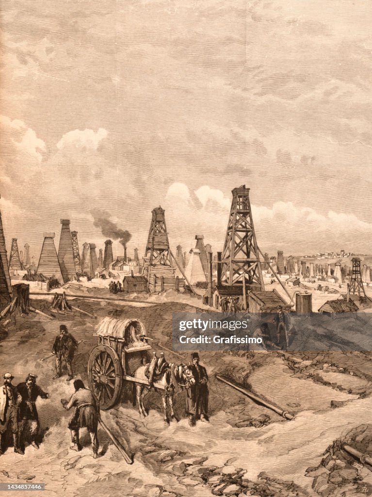Oil rig shaft tower at Caspian Sea 1888