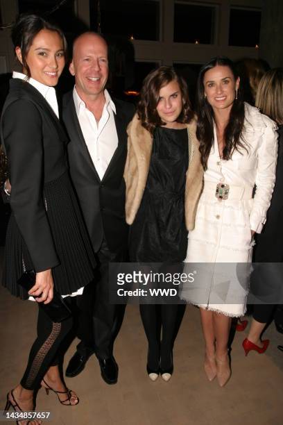 Emma Heming, actor Bruce Willis, Tallulah Willis and actor Demi Moore attend the Flawless Screening at the Tribeca Grand in New York.