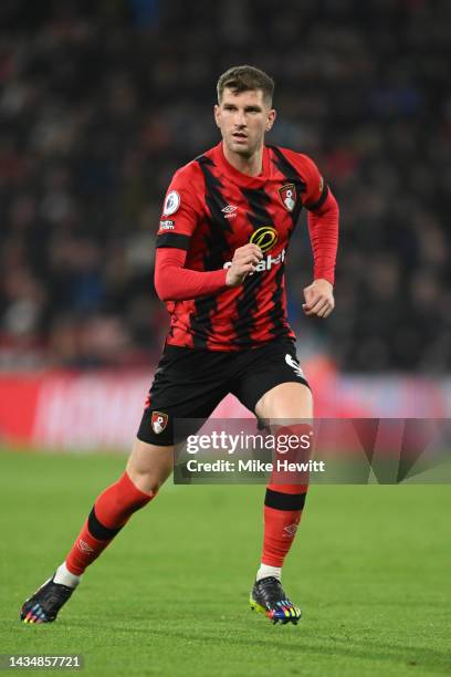 Chris Mepham of Bournemouth in action during the Premier League match between AFC Bournemouth and Southampton FC at Vitality Stadium on October 19,...