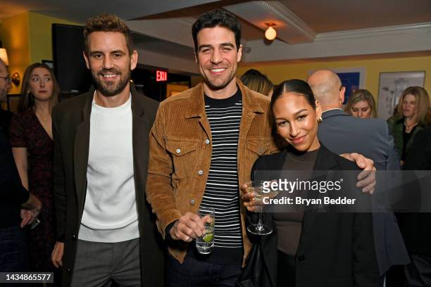 Nick Viall, Joe Amabile, and Serena Pitt attend Variety, The New York Party at American Bar on October 19, 2022 in New York City.