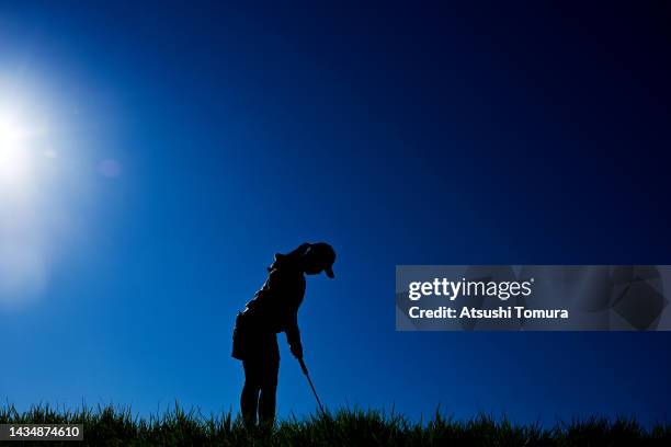 Sakura Koiwai of Japan putts on the 11th green during the first round of the Nobuta Group Masters GC Ladies at Masters Golf Club on October 20, 2022...