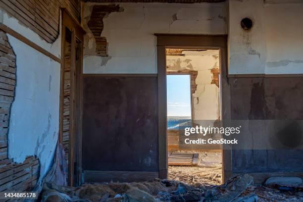 interior of an abandoned ranch house - ranch house stock pictures, royalty-free photos & images