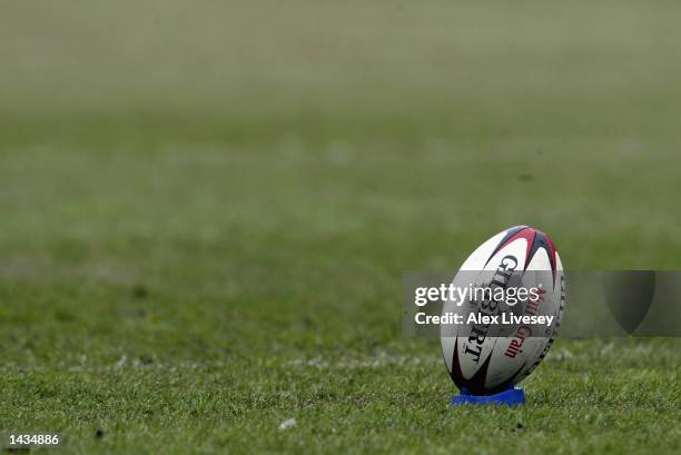 Generic view of a Rugby League ball during the Kelloggs Nutri-Grain Challenge Cup Semi-Final match between Leeds Rhinos and St Helens at the JJB...