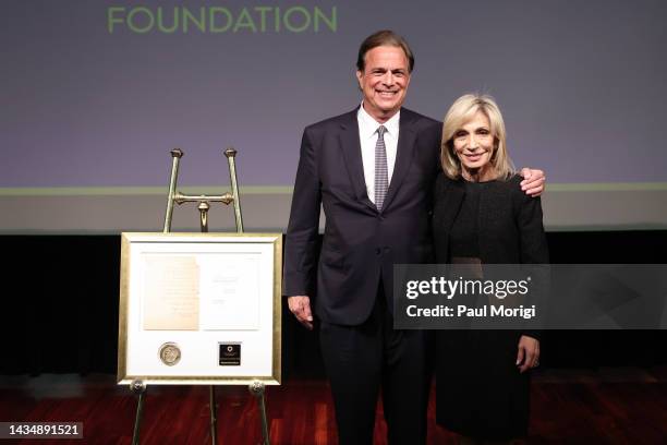 Honoree Michael Beschloss and Andrea Mitchell attend the National Archives Gala on October 19, 2022 in Washington, DC.