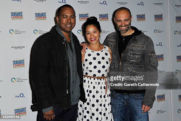 Filmmaker Michael D. Olmos, actress Gina Rodriguez and Reza Safinia attend "Filly Brown" screening and Q&A during Sundance London at Cineworld 02...