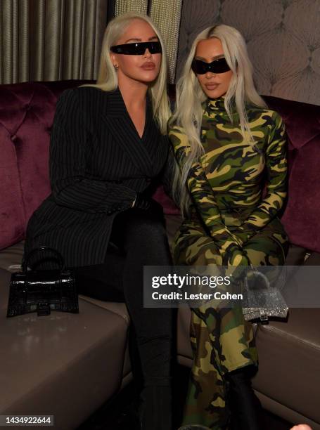Olivia Pierson and Kim Kardashian attends the listening party for the release of Kenny "Babyface" Edmonds album "Girls Night Out" on October 19, 2022...