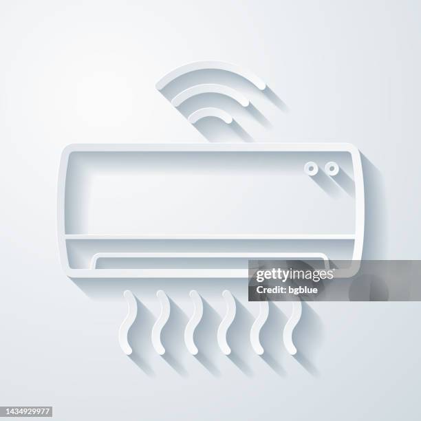 smart air conditioner. icon with paper cut effect on blank background - heating and cooling system stock illustrations