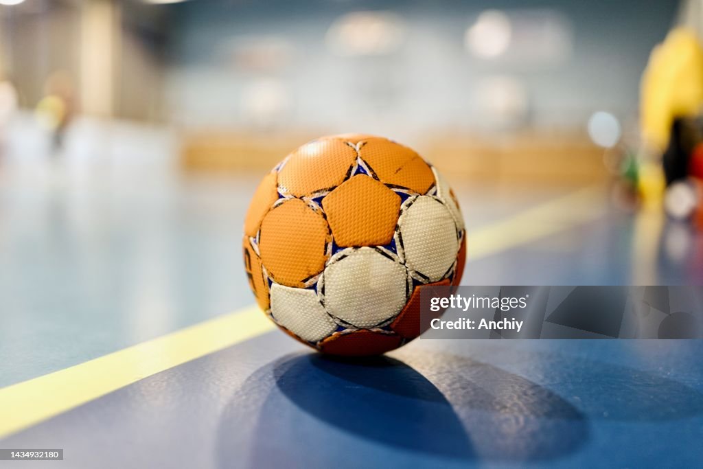Handball ball on field