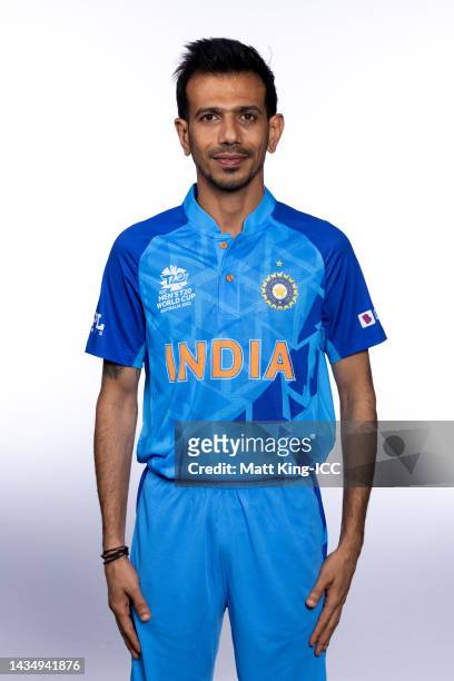 Yuzvendra Chahal poses during the India ICC Men's T20 Cricket World Cup 2022 team headshots at The Gabba on October 18, 2022 in Brisbane, Australia.
