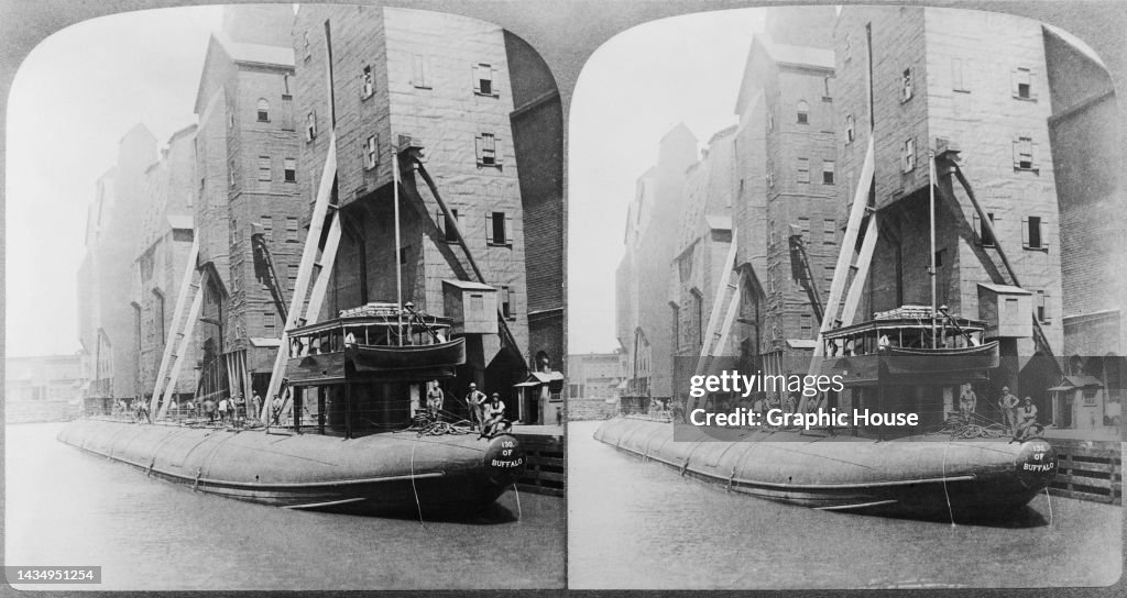A Ship Loading at A Grain Elevator