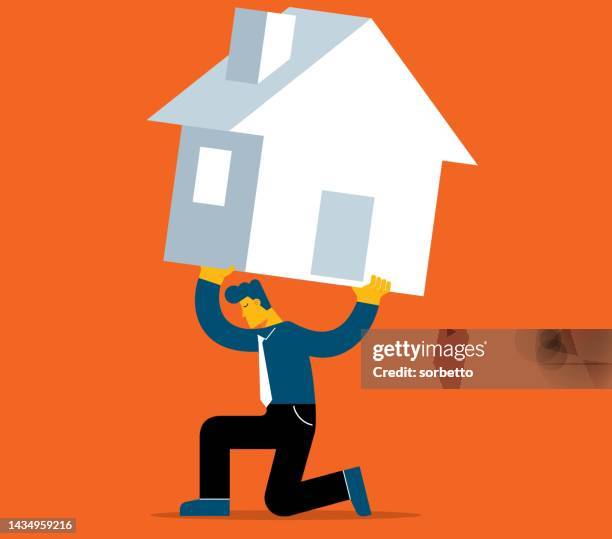 housing problem - businessman - strength weakness stock illustrations