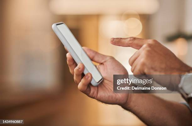 zoom of phone, mockup or hands with networking, communication or 5g network for social media, internet or website contact us. advertising, marketing or search for smartphone, technology or mobile app - fake man stockfoto's en -beelden