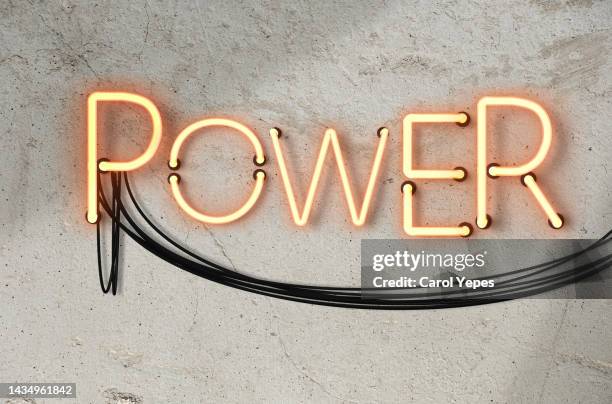 power text in neon light - futuristic font stock pictures, royalty-free photos & images