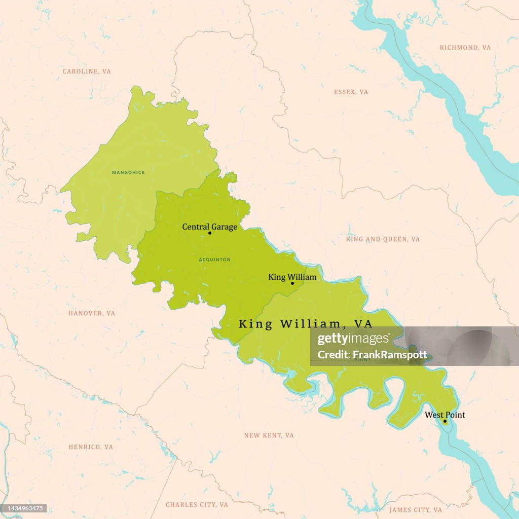 VA King William County Vector Map Green