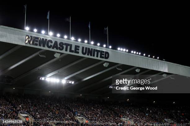 General view inside the stadium during the Premier League match between Newcastle United and Everton FC at St. James Park on October 19, 2022 in...