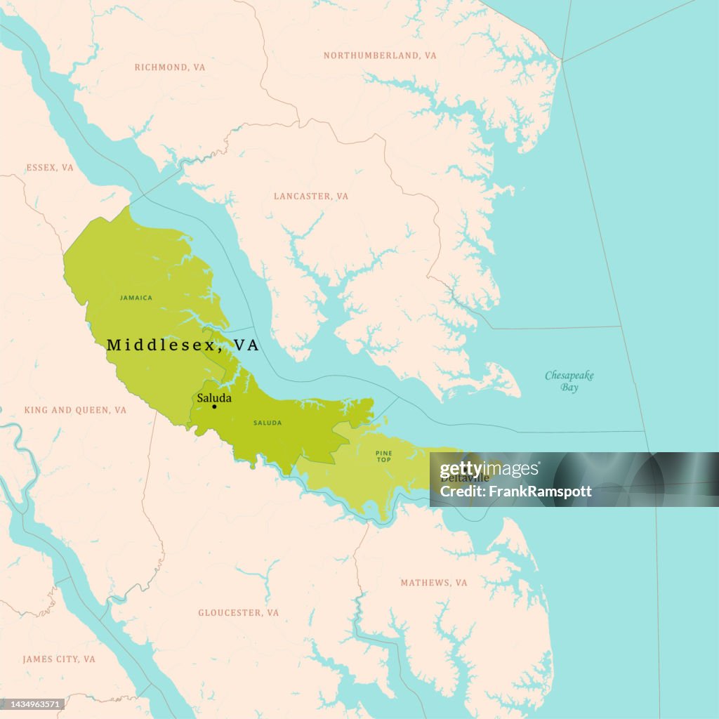 VA Middlesex County Vector Map Green