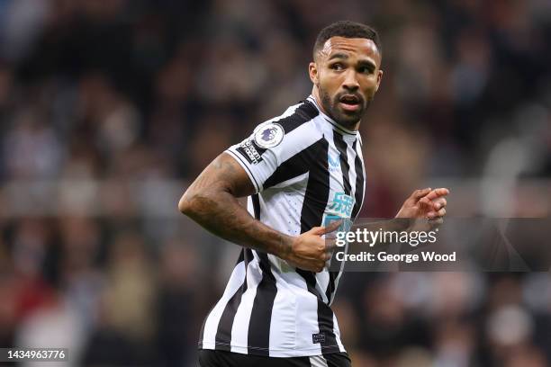 Callum Wilson of Newcastle United looks on during the Premier League match between Newcastle United and Everton FC at St. James Park on October 19,...