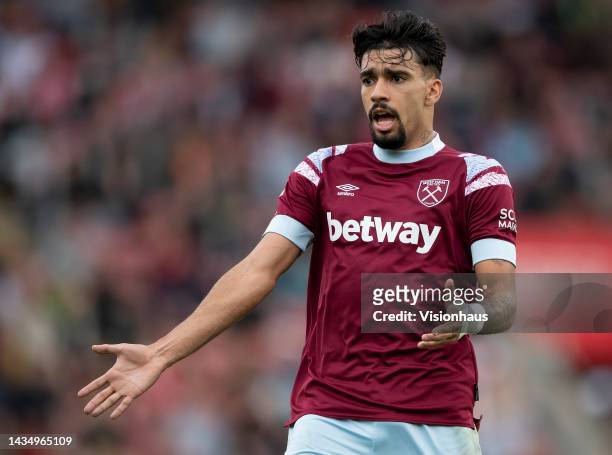 De Lima Lucas Paqueta of West Ham United during the Premier League match between Southampton FC and West Ham United at Friends Provident St. Mary's...