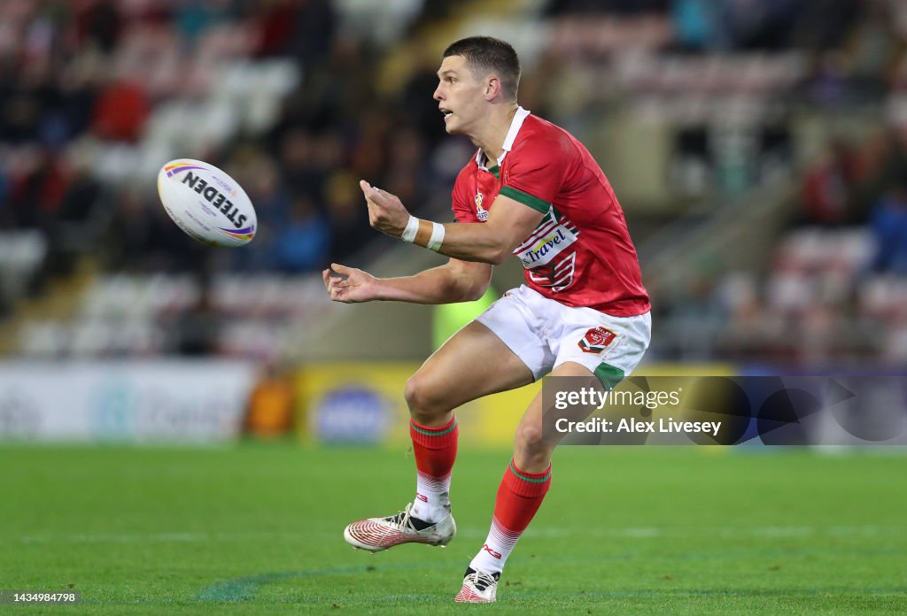 Josh Ralph of Wales during Rugby League World Cup 2021 Pool D match ...