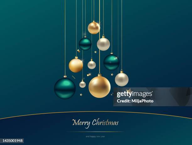 new year and happy christmas background - christmas baubles stock illustrations
